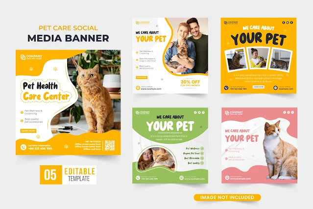 Pet care service template collection free download