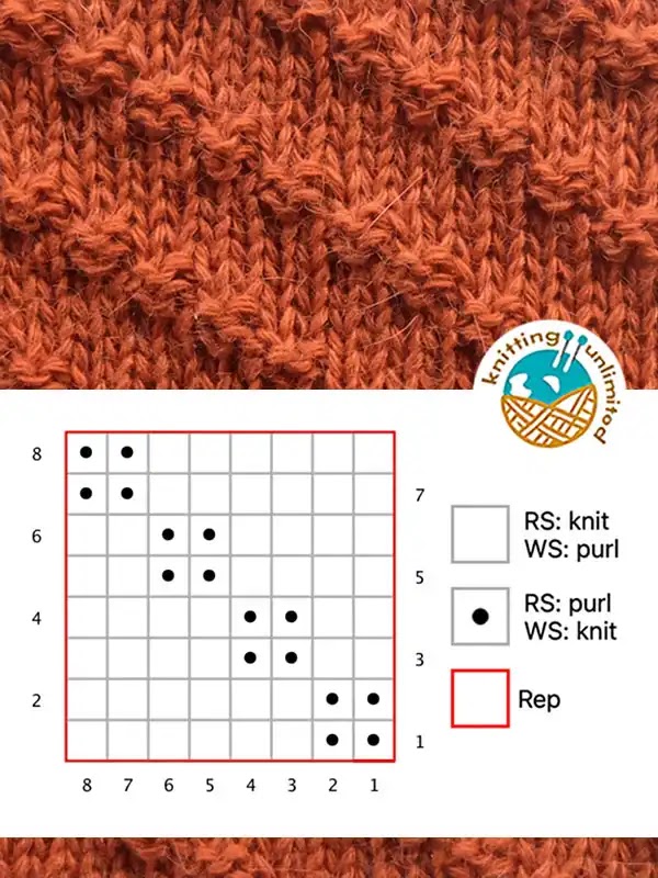 The Diagonal Left Stitch is a straightforward knitting stitch that produces a beautiful fabric with a distinct diagonal ridge.