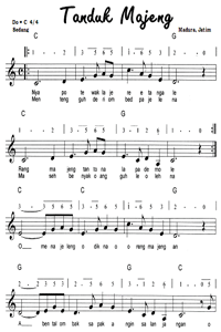 Partitur Lagu-lagu: Lagu Daerah Jawa Timur: Tanduk Majeng