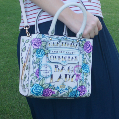 Mica Bag - Rebecca Minkoff mini MAB side zip tote in pale lilac hand painted by Sheila