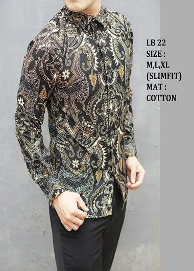 Model Baju  Batik  Lengan  Panjang  Pria  Muda Slim Fit 