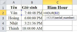 tinhoccoban.net - Hàm Hour trong Excel