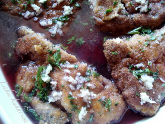 breaded steaks in wine