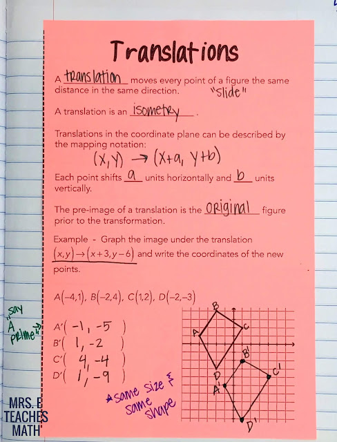 Look no further for the best activities and ideas for teaching geometric transformations! There are foldables for translations, rotations, reflections, dilations, and symmetry. The project is a great way to wrap up the unit with an activity. #mrseteachesmath #transformations #geometry