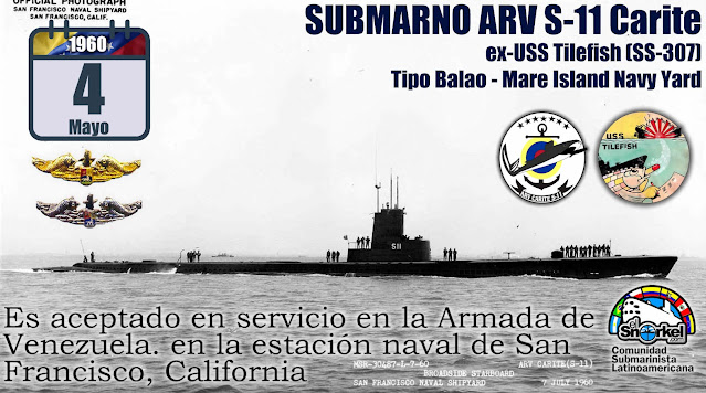 El 4 de mayo de 1960, en la estación naval de San Francisco (California), la Armada de Venezuela recibió el ex USS Tilefish(SS-307), que rebautizó como Carite (S-11).