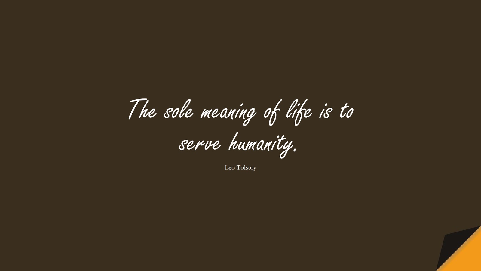 The sole meaning of life is to serve humanity. (Leo Tolstoy);  #ShortQuotes