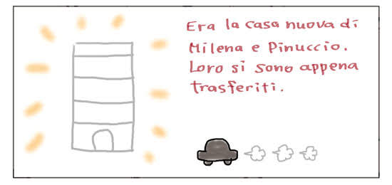 Era la casa nuova di Milena e Pinuccio. Loro si sono appena trasferiti.