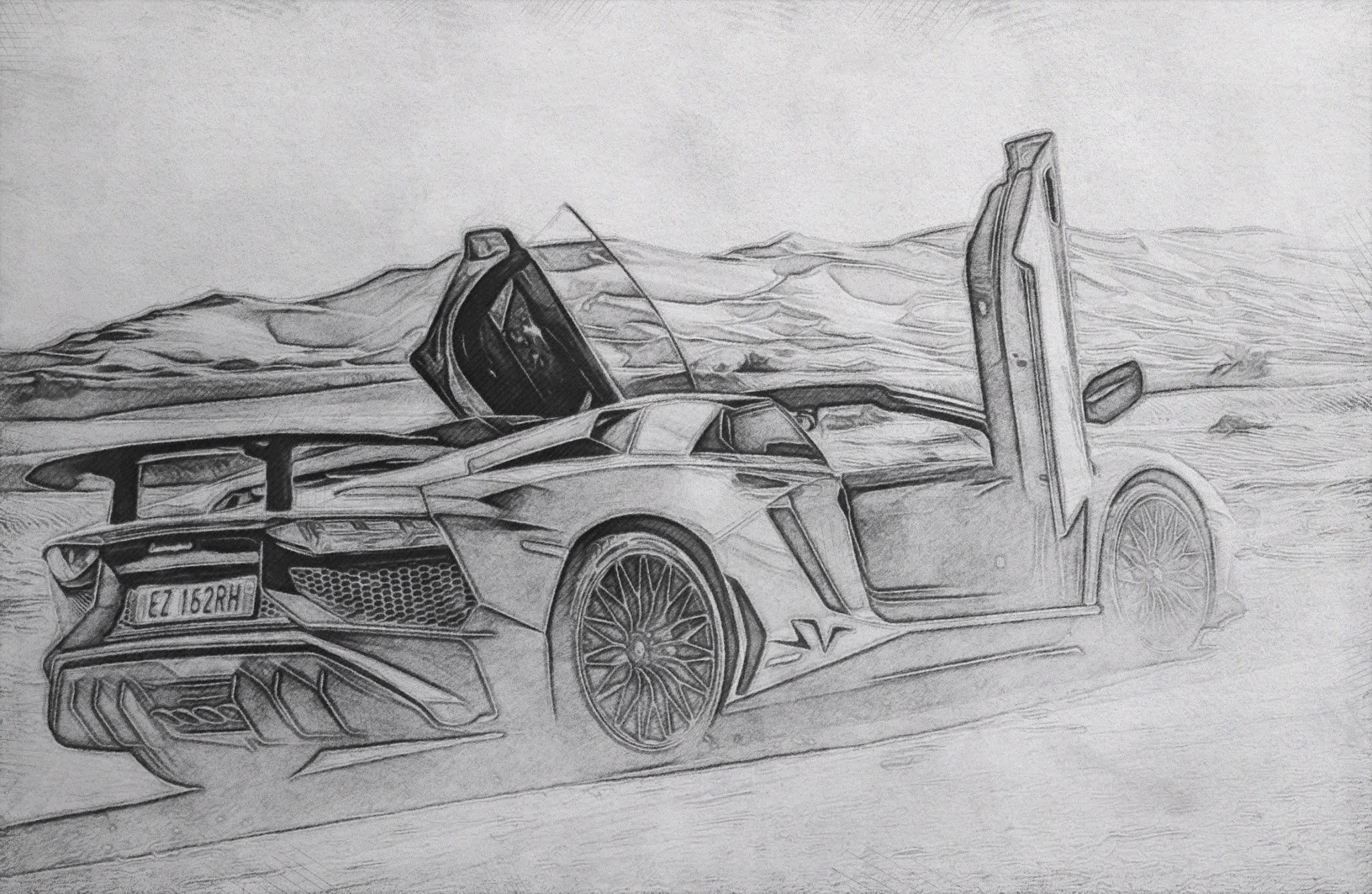 pencil drawing of lamborghini aventador lp750-4