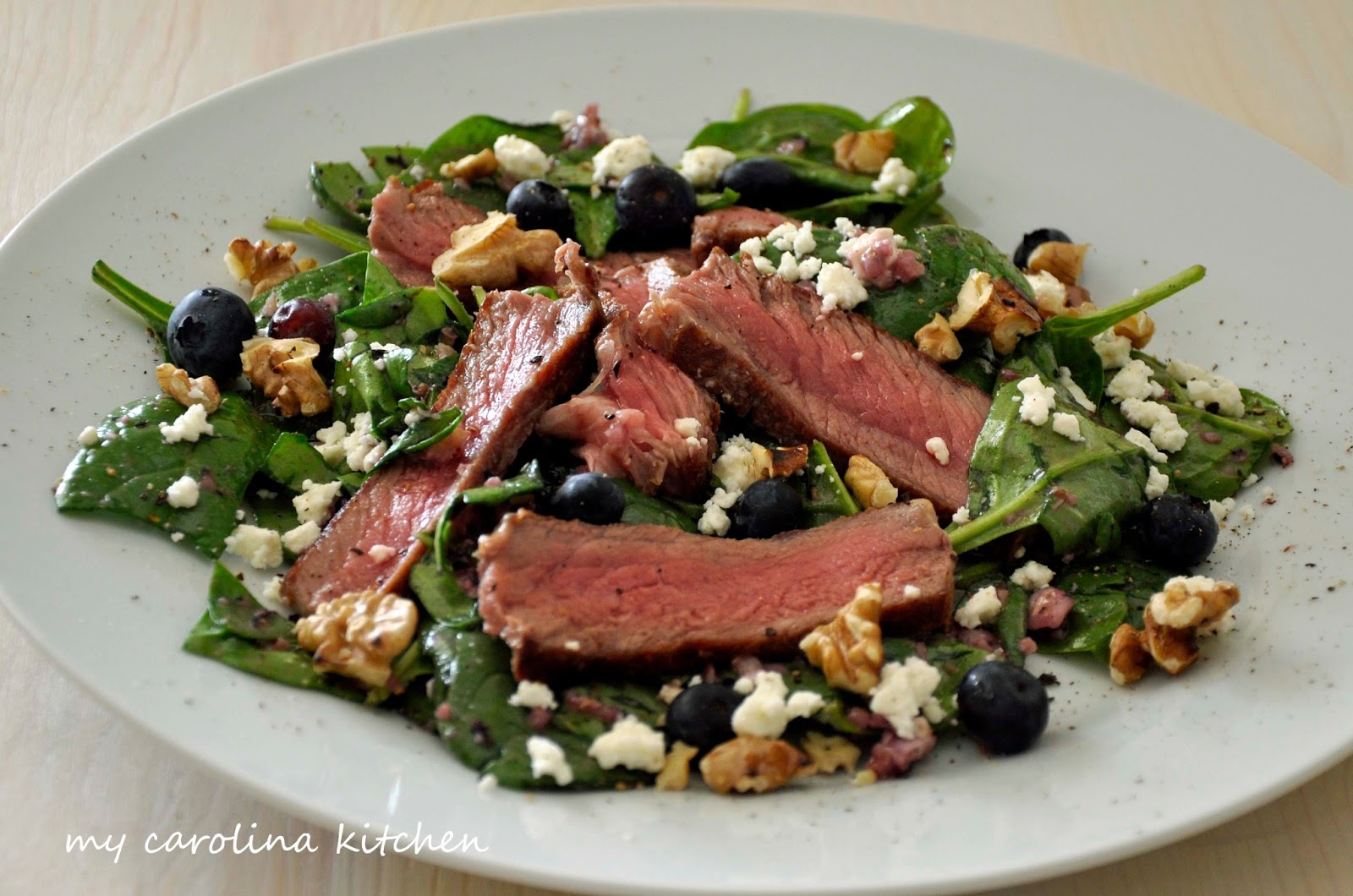 My Carolina Kitchen: Steak Salad with Spinach, Blueberries ...