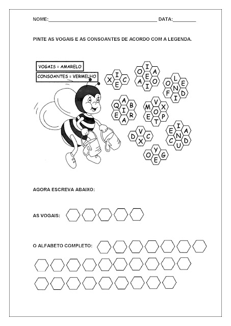 Atividades com Vogais - Pinte as vogais