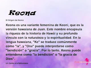 ▷ Significado del nombre Keona (✔)