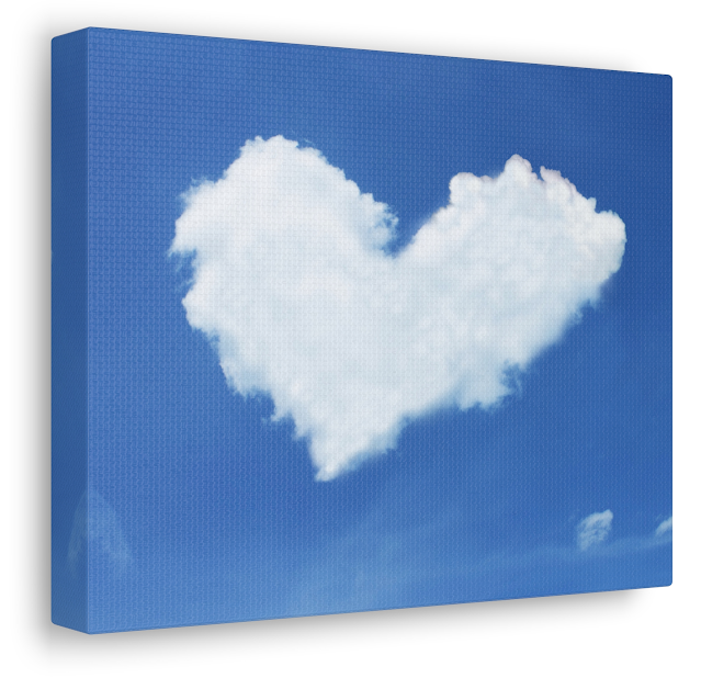 Valentine Canvas Gallery Wrap With Heart Made of Cloud in the Sky