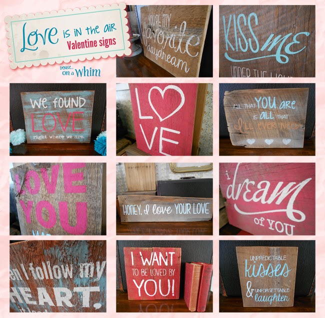 Love Is in the Air Valentine Signs:Reclaimed Wooden Signs from Denise on a Whim