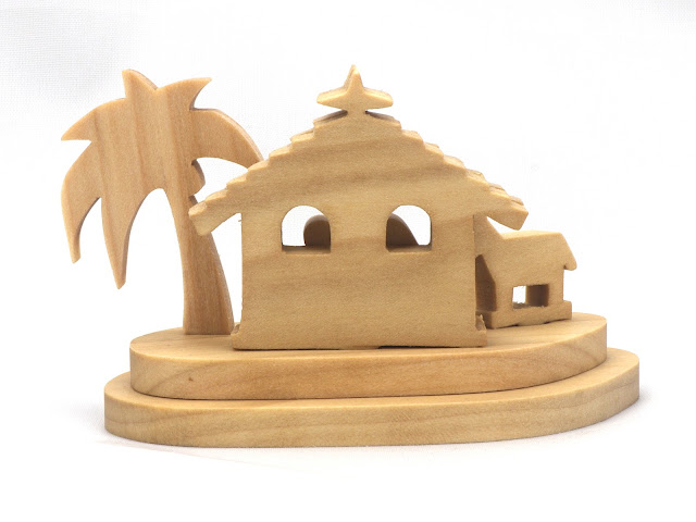 Mini Nativity Scene, Handmade Unfinished Wood Christmas Decoration