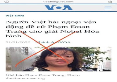  ĐỀ XUẤT PHẠM THỊ ĐOAN TRANG NHẬN GIẢI NOBEL HÒA BÌNH?