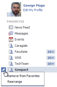 Facebook reorder favorites, including lists