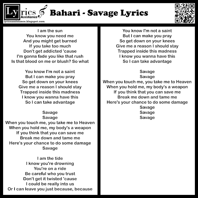  Bahari - Savage Lyrics | lyricsassistance.blogspot.com