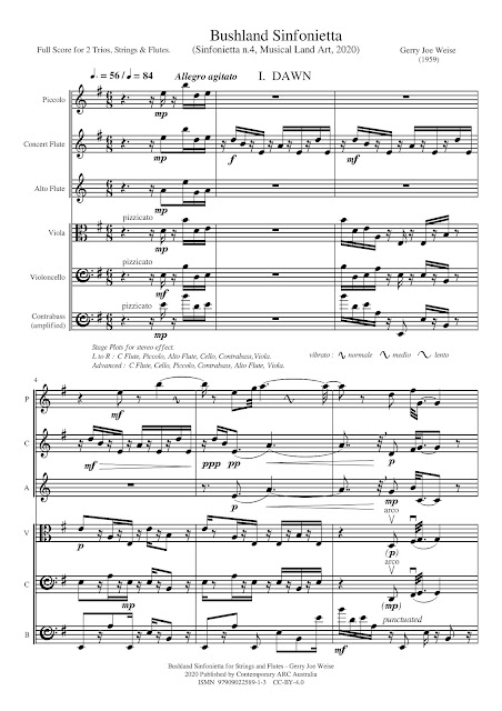 Gerry Joe Weise, Bushland for Ensemble, Strings and Flutes, Sinfonietta No.4, sheet music