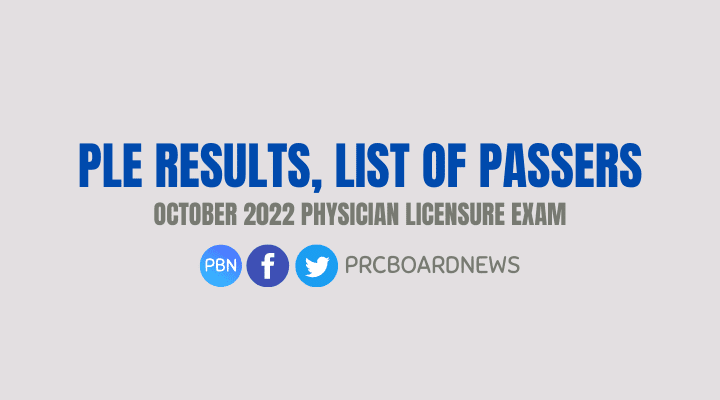 PLE RESULT: October 2022 Physician board exam list of passers