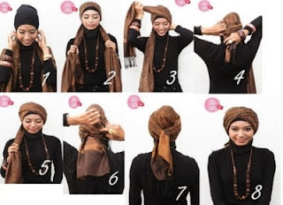 step by step tutorial memakai jilbab modern dengan gambar lengkap