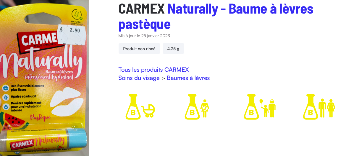 composition Baume à lèvres naturally pastèque Carmex