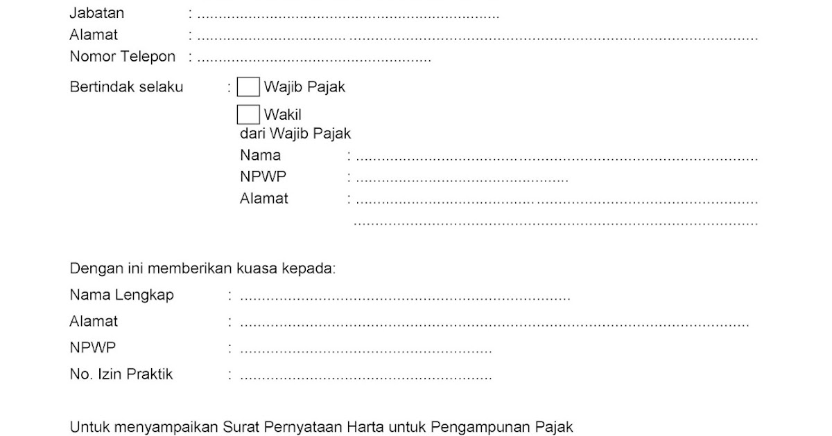 Pajeg Lempung: Contoh Surat Kuasa, Pengakuan Kepemilikan 