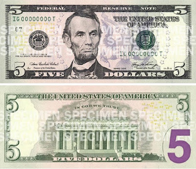 10 dollar bill back. 5 dollar bill back.