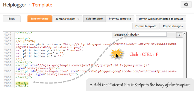 Add a Pinterest Pin It Mouseover Button on Blogger Images 2 adding pinterest script