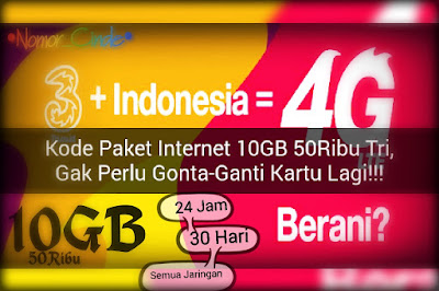 Cobain Paket Internet 10GB 50Ribu Tri Di Semua Jaringan 30 Hari