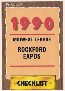 1990 Rockford Expos checklist card