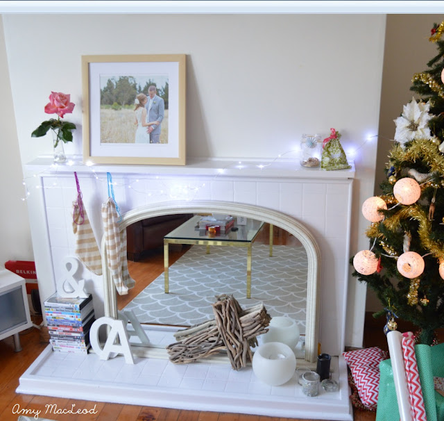 Christmas Mantel - white and bright (and pink) by Amy MacLeod