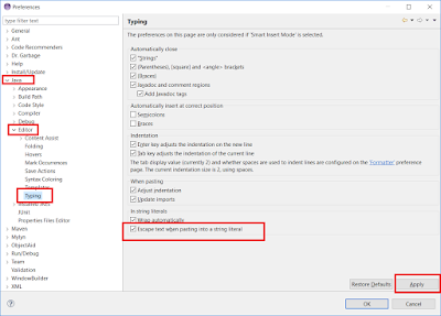 How to automatically escape String in Java using Eclipse