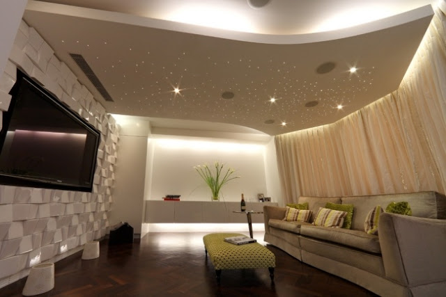  modern home theater design with plasterboard false ceiling 