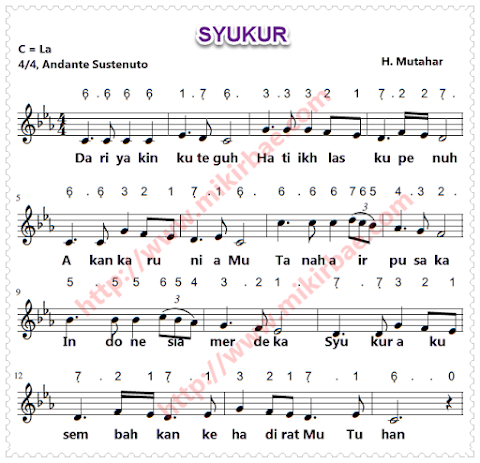 jenis tangga nada lagu syukur
