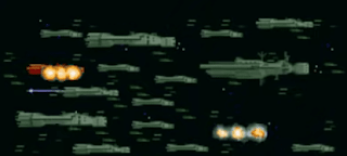 Shows green space ships two of them getting fired with flame effects showing black space background with smaller and bigger ships showing here in space.png