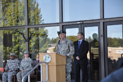 A patriot day speech is delivered to the workforce of the Natick Soldier Systems Center during the Patriot Day remembrance.
