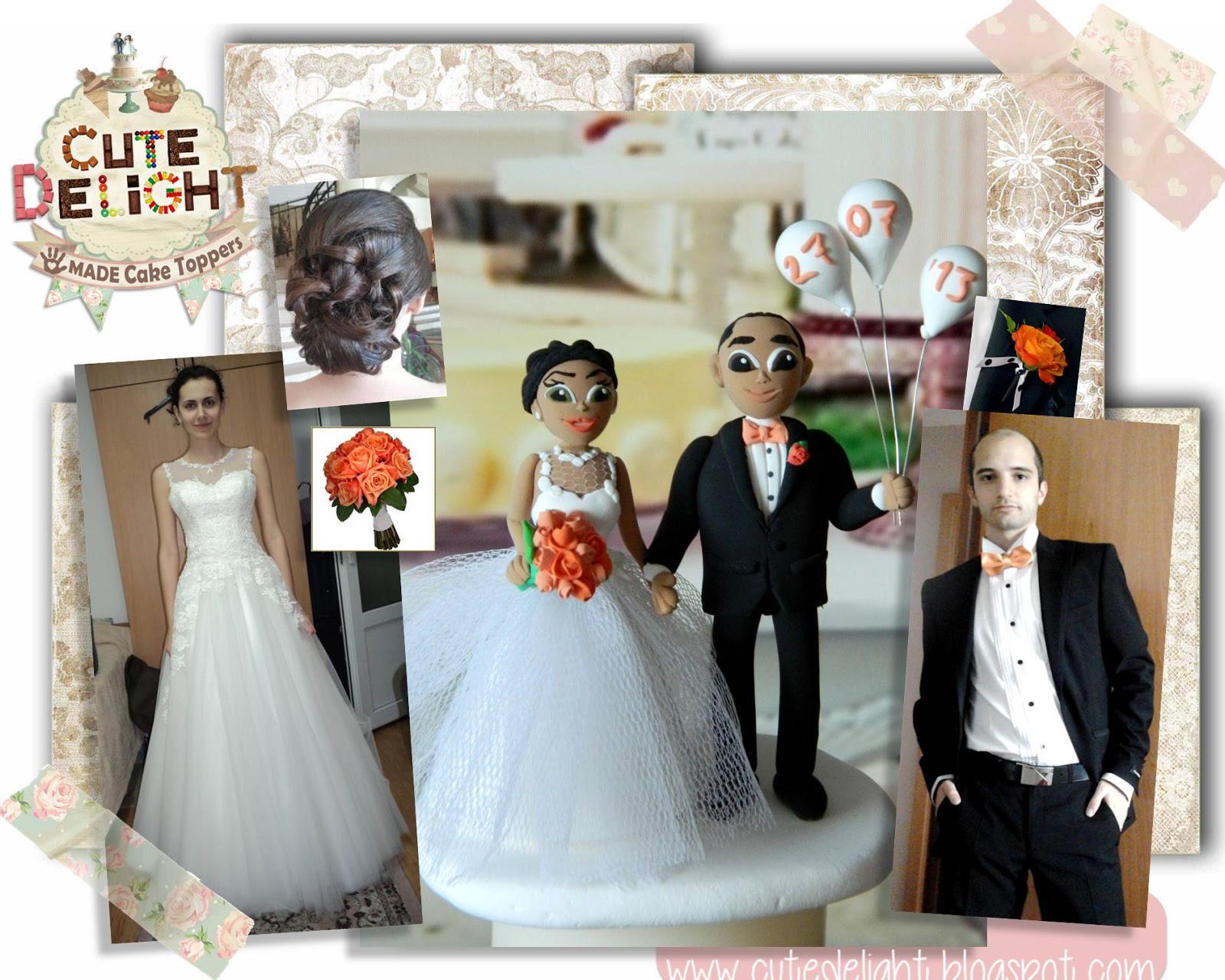 unique wedding cake toppers Custom Handmade Wedding Cake Topper -Bride and Groom - Autumn wedding 