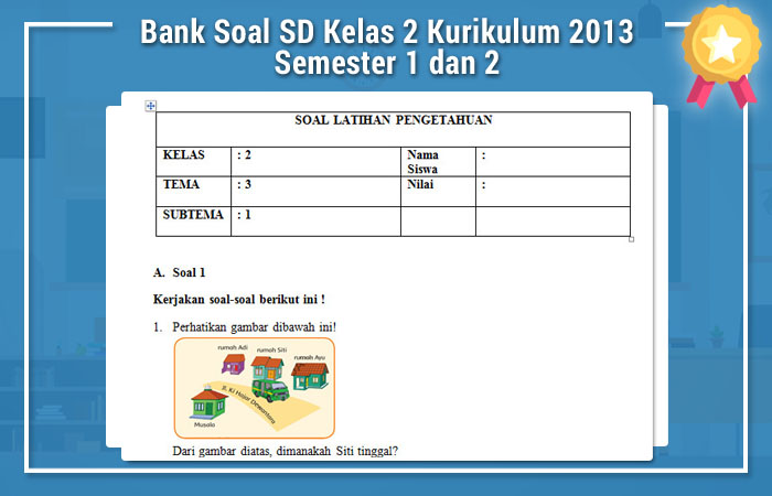 Bank Soal SD Kelas 2 Kurikulum 2013 Semester 1 dan 2 - Operator Sekolah