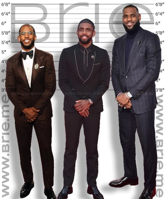 Chris Paul standing with Kyrie Irving and LeBron James
