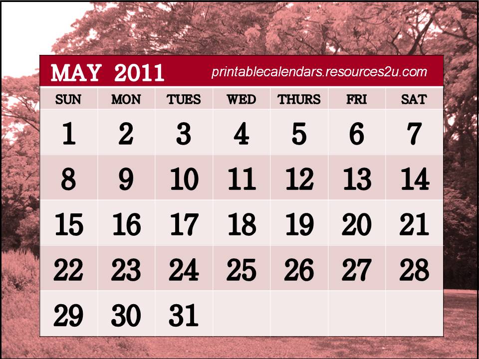 printable calendar 2011 may. Calendar 2011 May to print