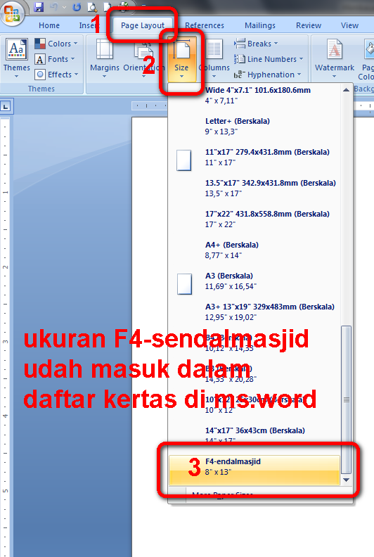 Menambah ukuran kertas F4 pada Ms.Office 2007 di Printer 