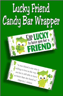 Let your  Ministering sisters know how lucky you are to have them in your life with this fun St Patricks Day candy bar printable. With the saying "I'm lucky to have you for a friend" on the front and a beautiful saying about friends on the back, this is the perfect card and gift for any of your friends this March. #stpatricksday #visitingteaching #lds #candybarwrapper #diypartymomblog