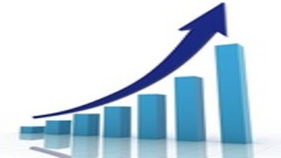 Blue bars for business growth depiction.