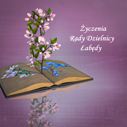 Obraz przedstawiający książkę, z której wyrastają wiosenne kwiaty