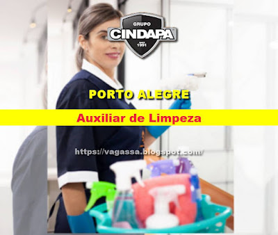 Cindapa abre vagas para Auxiliar de Limpeza em Porto Alegre