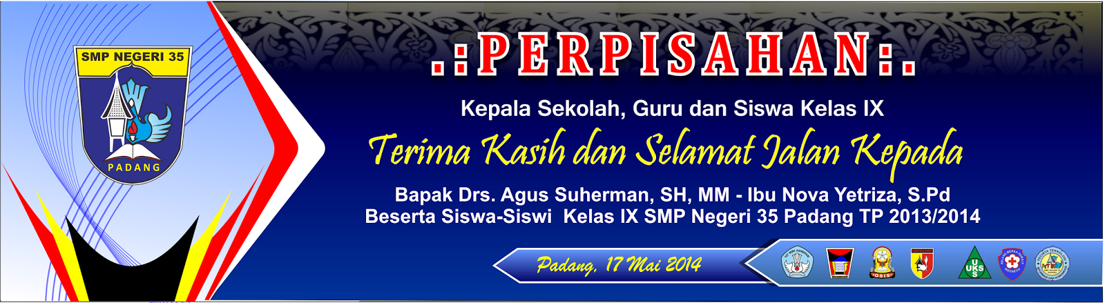 Desain Banner Perpisahan  Kelas 9 desain ratuseo com