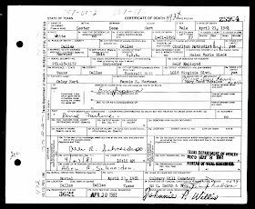 Texas Death Certificate for Lester Dene Hart (1981).