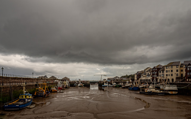 Photo of heavy clouds over Maryport Harbour on Saturday morning