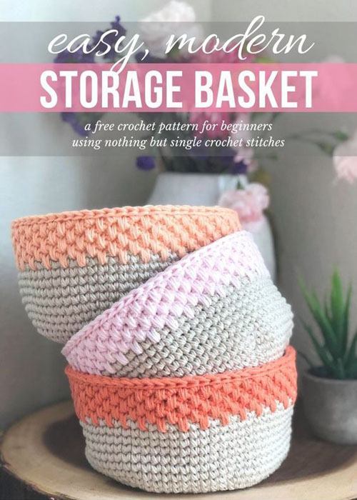 Easy Modern Crochet Storage Basket - Free Crochet Pattern