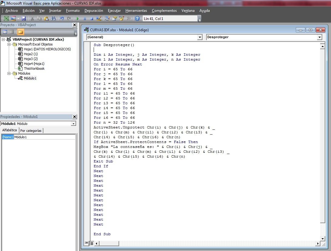 Introducción del código visual basic